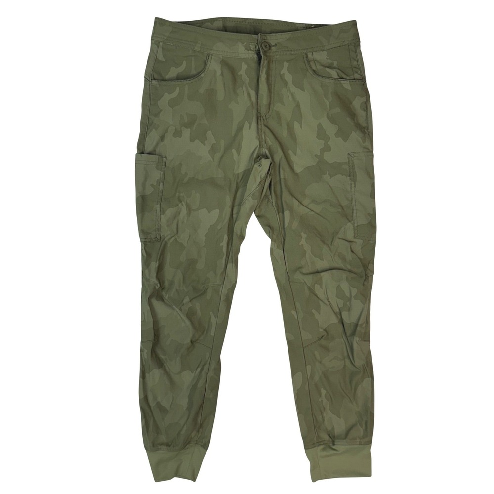 prAna Camo Joggers Womens Olive Green Recycled Nylon Stretch Cargo Pants‎